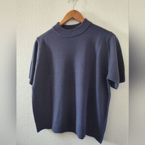 VTG EUC Purple Sag Harbor Soft Short Sleeve Mock Neck Sweater szM/L